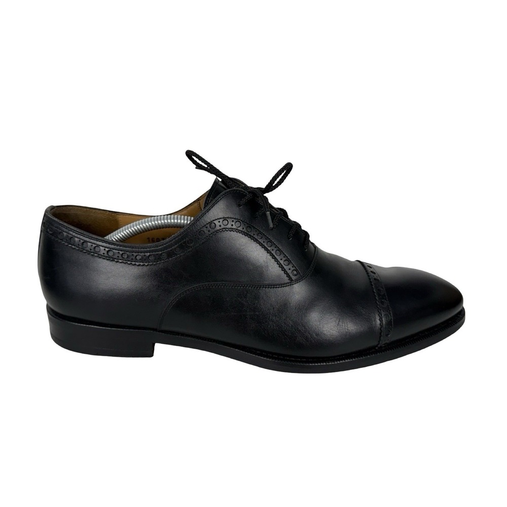 Magnanni Mens 12 M Shoes Black Cap Toe Brogue Black Leather Casual Formal 16035